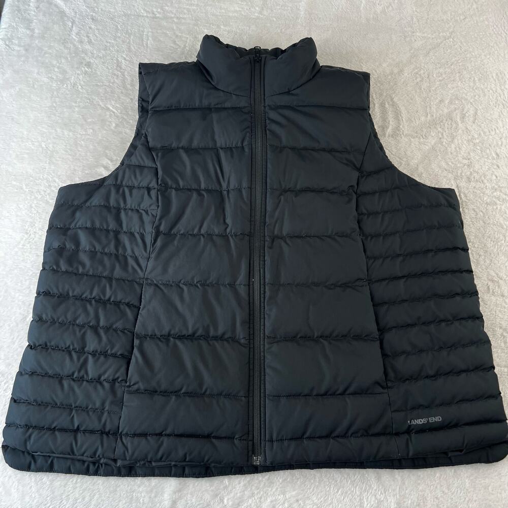 Lands End Black Puffer Vest Women's size 1X Down Fill